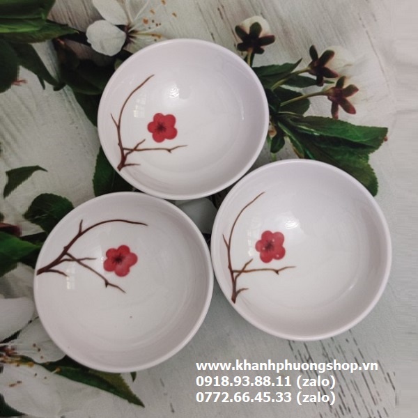 Chén đựng nước chấm hồng mai sứ Minh Long - chén đựng nước chấm sứ Minh Long