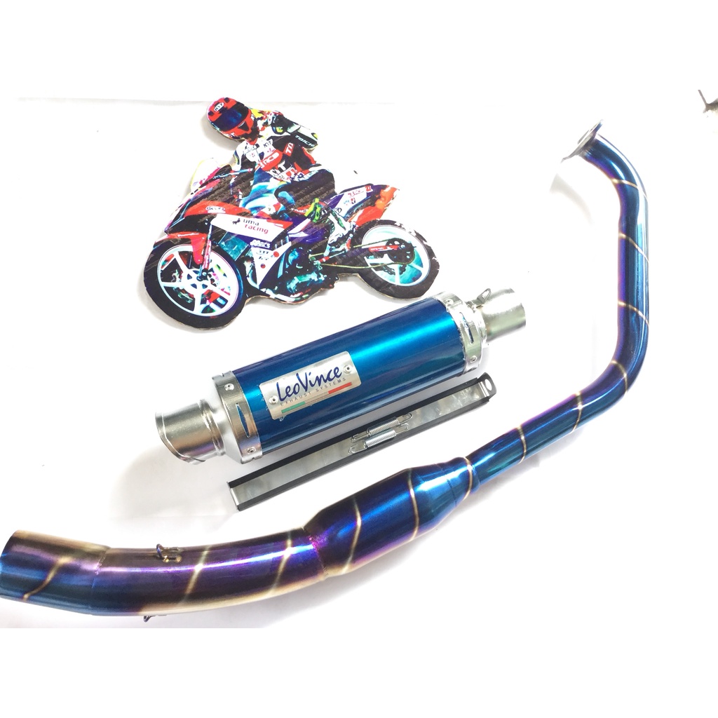 Pô leovince XANH cả cổ bầu hơi titan exciter, winer, sonic, raider, satria, gsx, TFX,R15,...