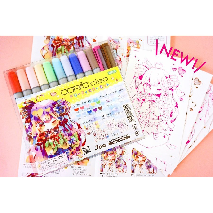 [ LIMITED EDITON - Nội địa nhật ] Copic Ciao dreamy set limited 10 màu kèm 2 bút line viền