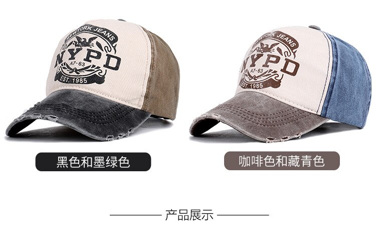 Mũ lưỡi trai vải cotton đã giặt in họa tiết Baseball cap 1985 có thẻ điều chỉnh cho nam và nữ