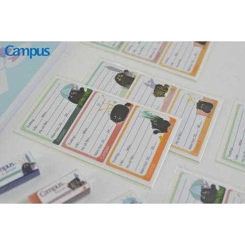 [ 3 XẤP ] Nhãn vở Campus Meow NT-MEO-18 (18 nhãn/túi) - Văn phòng phẩm Thu Thảo