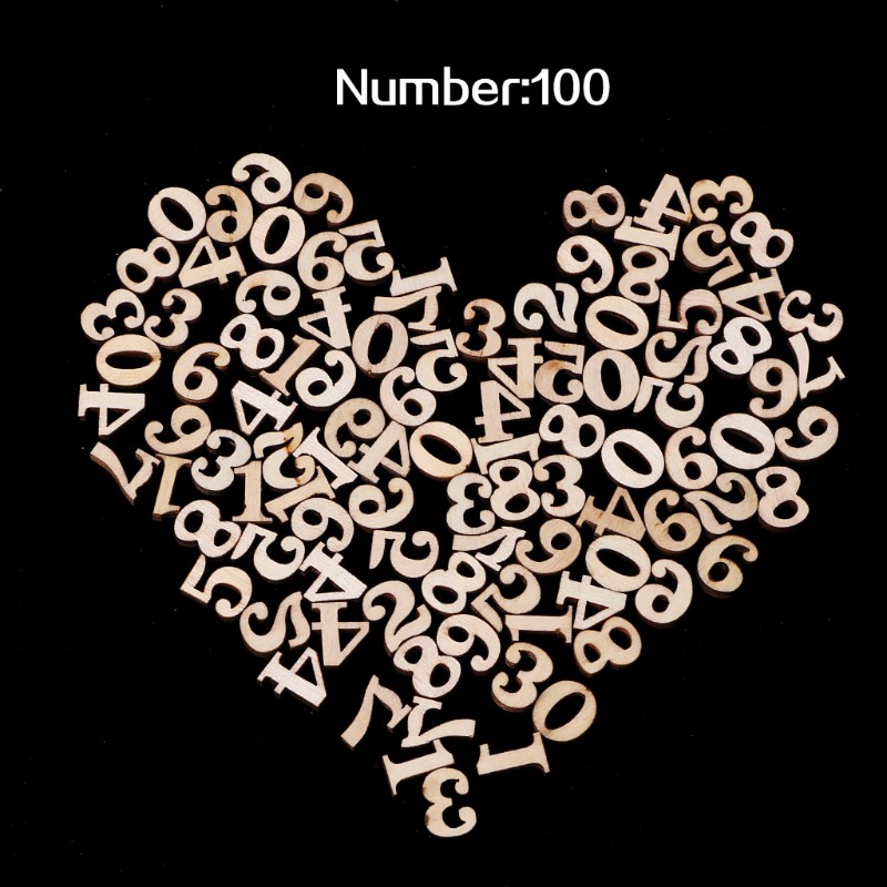 SUP 100Pcs Wooden 0-9 Numbers Embellishments 15mm Scrapbooking Card Making Craft DIY