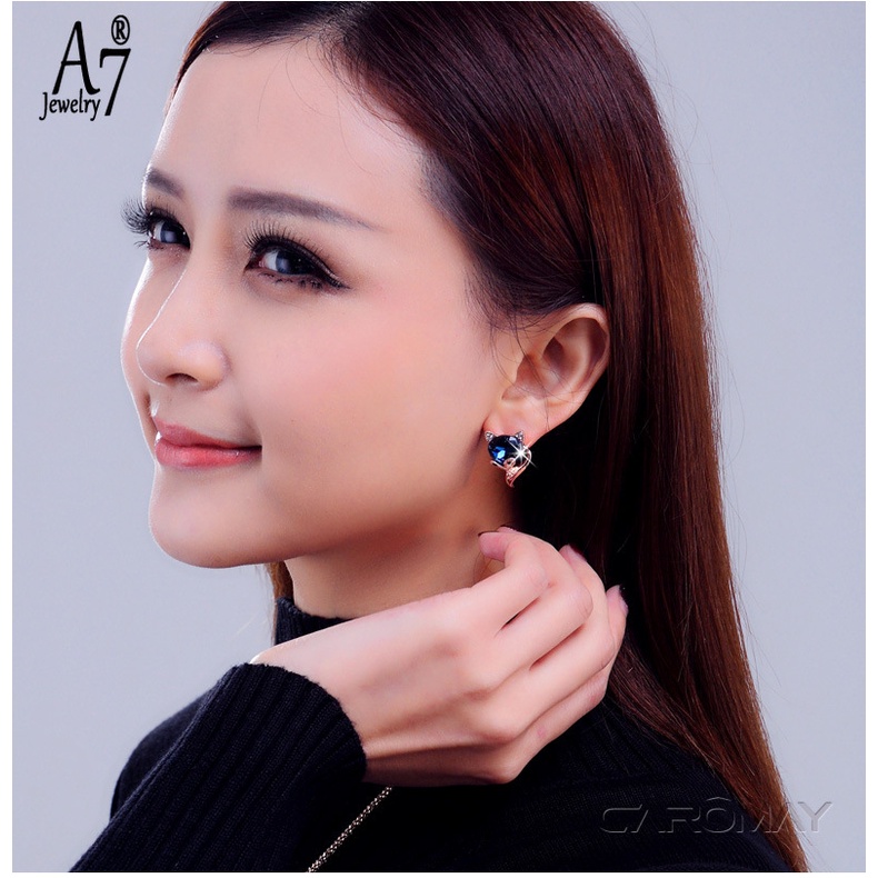 Bông tai mạ bạc 925 đính pha lê thời trang Hàn Quốc thanh lịch cho nữ