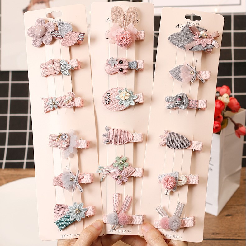 Set 6 kẹp tóc cho bé gái phong cách Hàn Quốc nhiều họa tiết xinh xắn