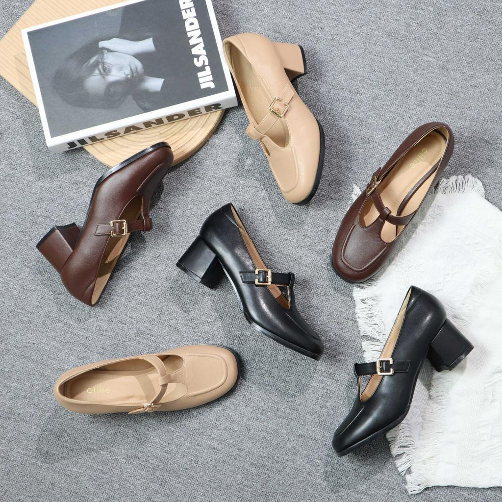 Giày cao gót nữ mũi tròn công sở thanh lịch cao 5cm 1090