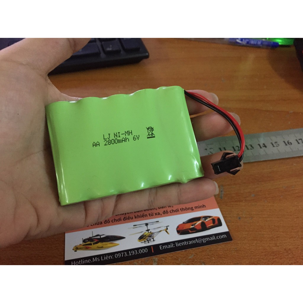 Pin sạc 6v dung lượng lớn 2400mAh chân sm, châm cắm dăm, càng cua đen tại RUBYRC