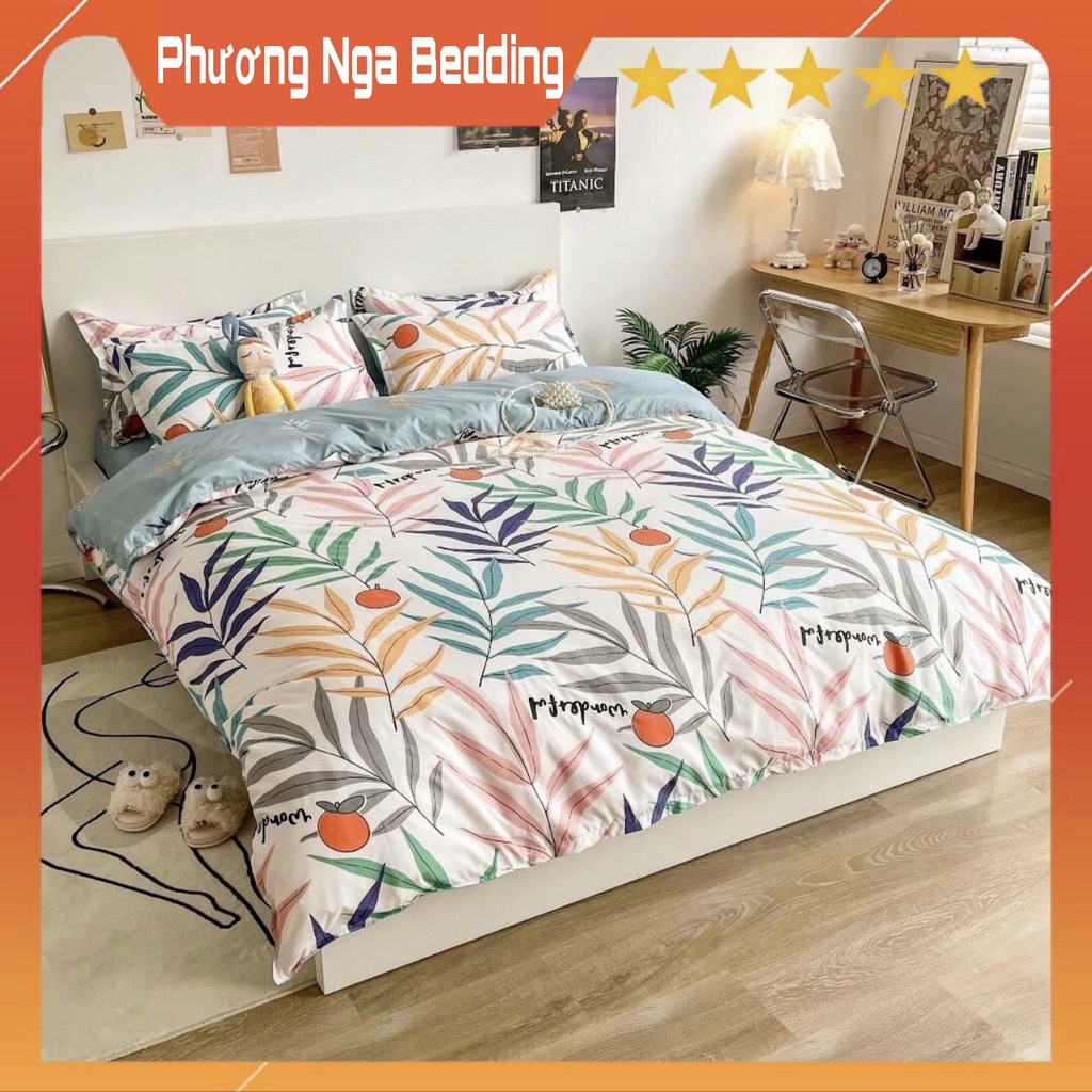 Bộ Vỏ Chăn Ga Cotton Poly Lá Liễu Mềm Mịn Giá Rẻ