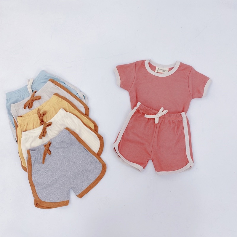 bộ thun tăm Hàn peekaboo viền năng động