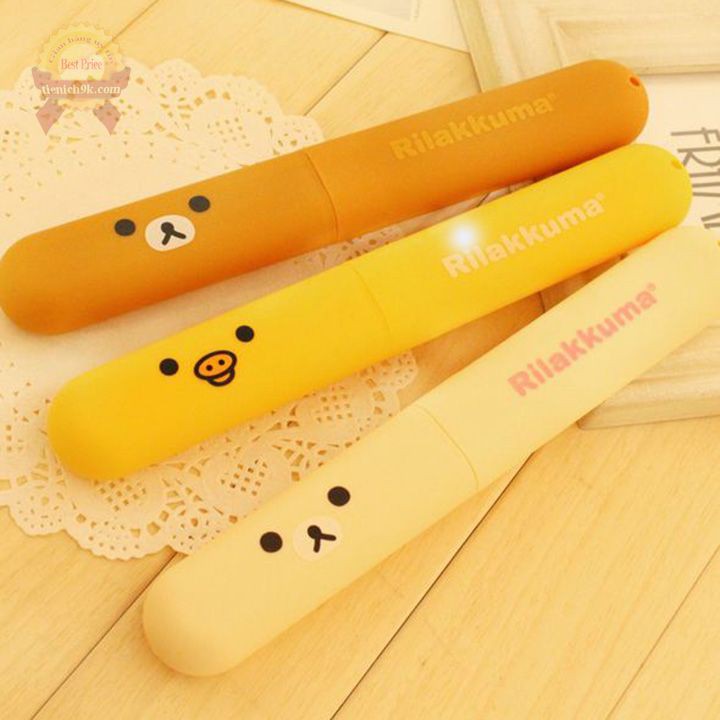 Combo 4 hộp bàn chải đánh răng để balo du lịch hình gấu rikurima