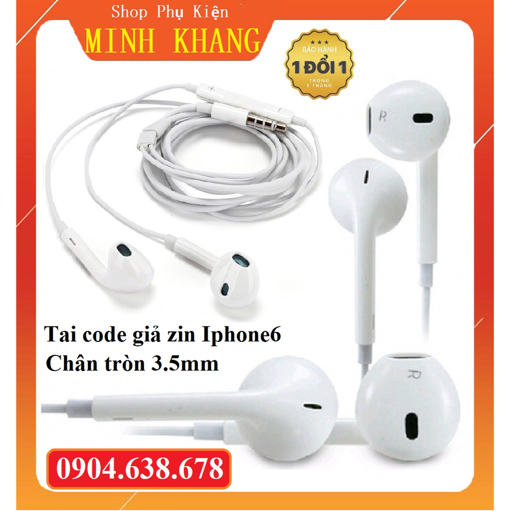 [Hàng Hot] Tai Nghe Code Giả Zin Dành Cho Iphone Chân Tròn 3.5mm - Chất Âm Như Tai Zin - Bảo Hành Đổi Mới
