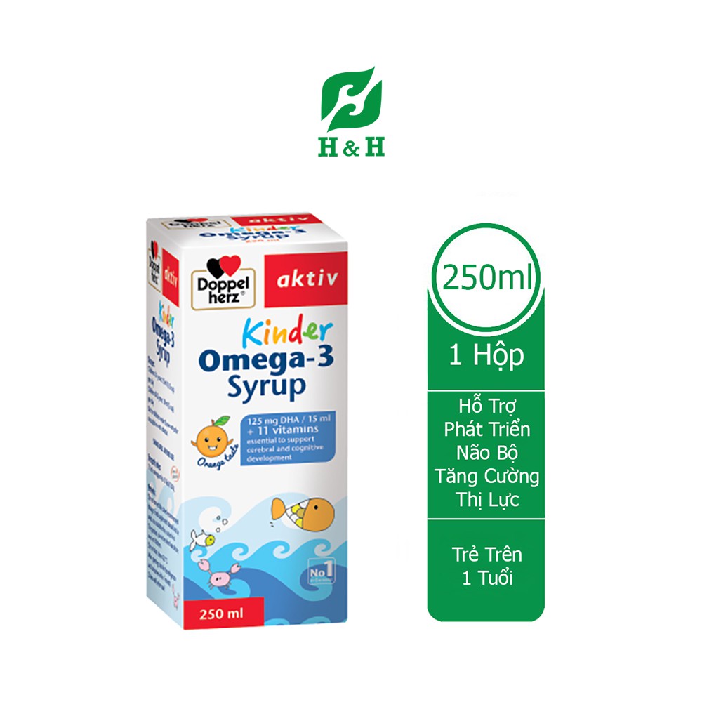 Siro Doppelherz Aktiv Kinder Omega-3 Syrup – Giúp trẻ THÔNG MINH và phát triển toàn diện