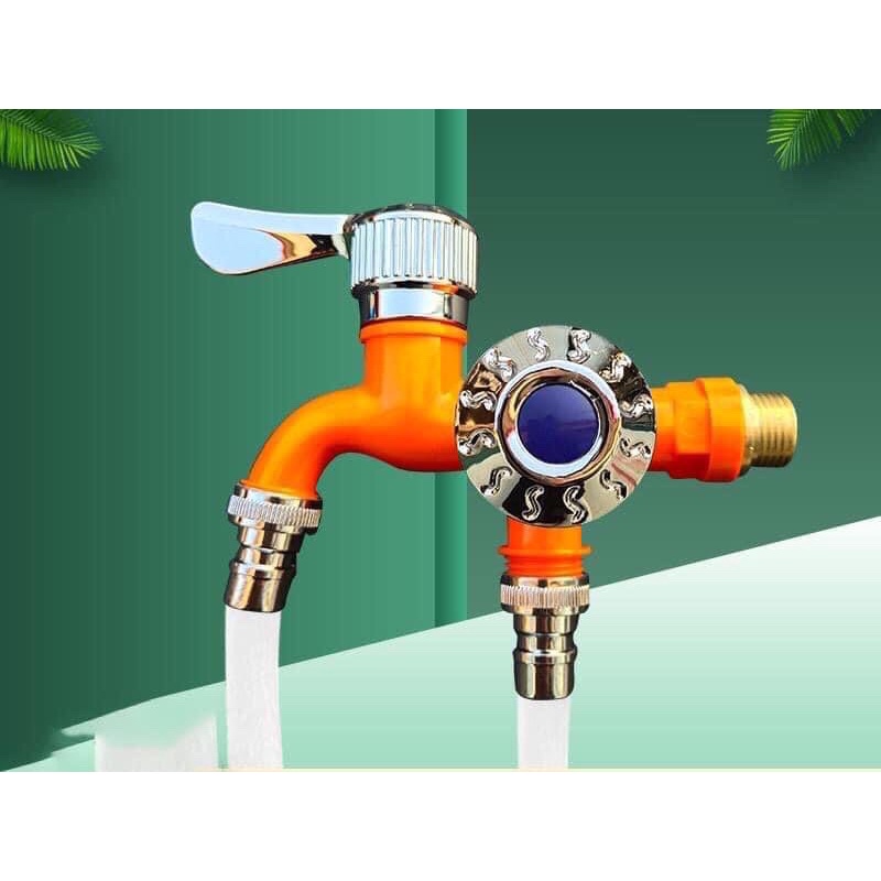 Vòi nước chia 2 đầu độc lập thông minh, van nước đôi 2 đầu ra lavabo