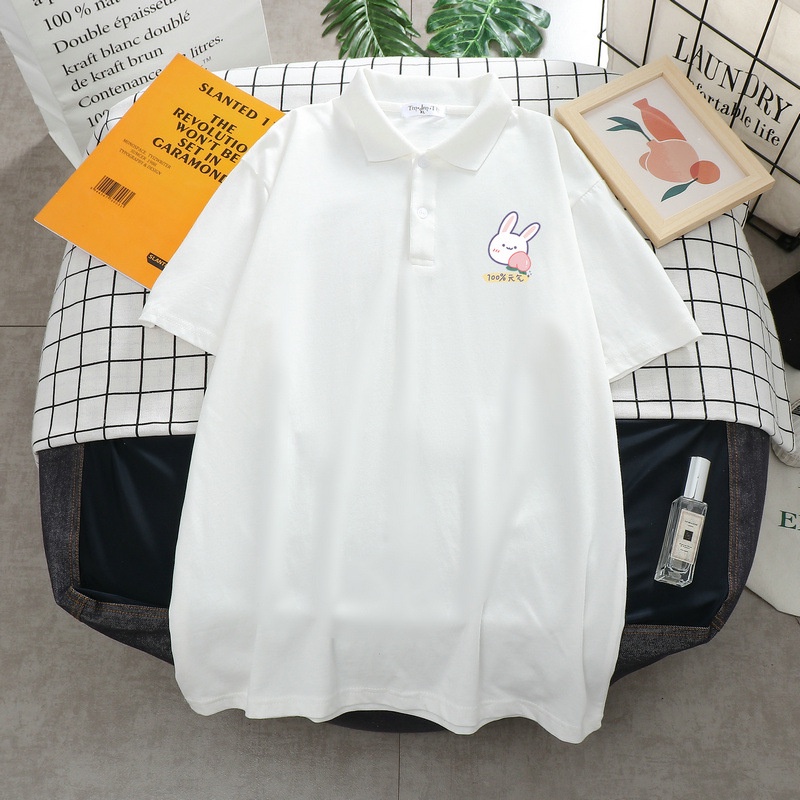 Áo Thun Polo Nam Nữ Form Rộng Chất Cotton Mềm Mát In Hình Thỏ Quả Đào Xinh Xắn  Lôi Cuốn Đỉnh Của Chóp TTQ0354