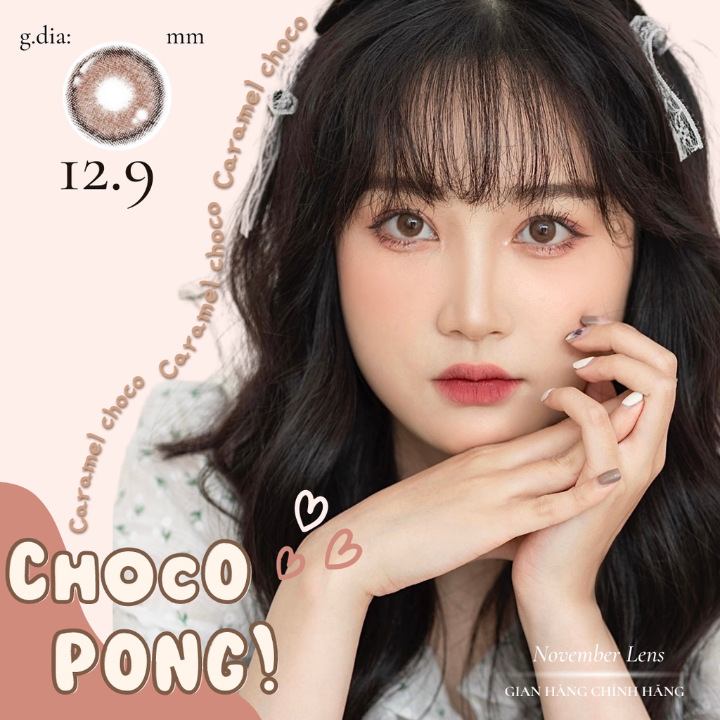Kính áp tròng màu nâu caramel ngọt CHOCOPONG CARAMEL nhấn mắt nâu nhẹ