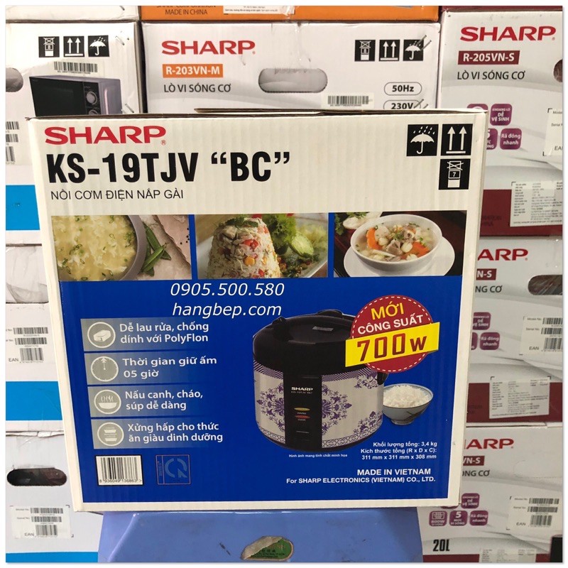 Nồi cơm điện Sharp 1.8 lít KS-19TJV"ST" / KS-19TJV"BC"