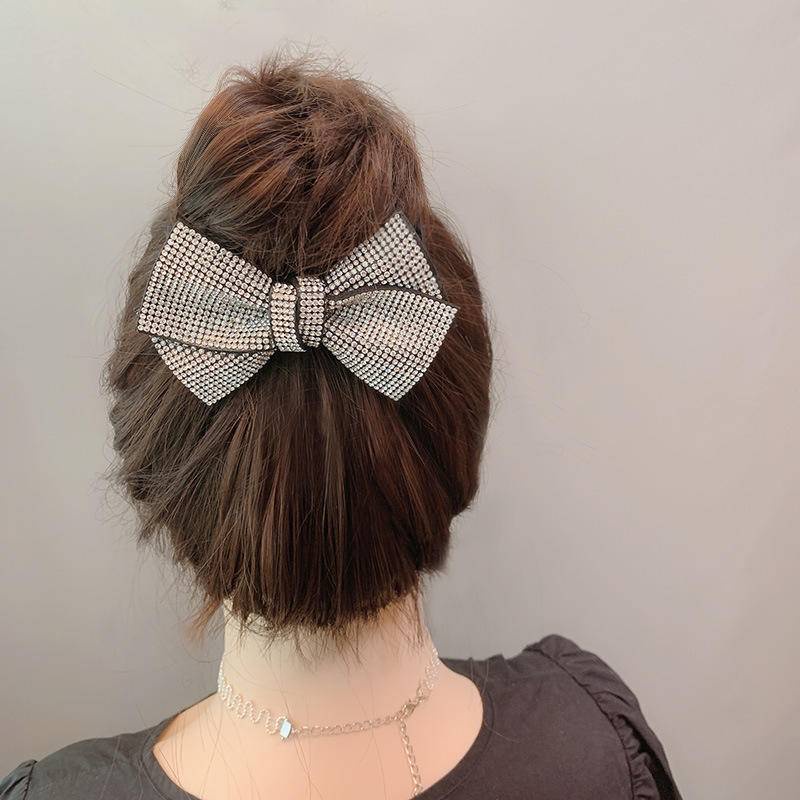 Dây buộc tóc hình nơ đính đá giả lấp lánh phong cách Nhật Bản thời trang cho nữ