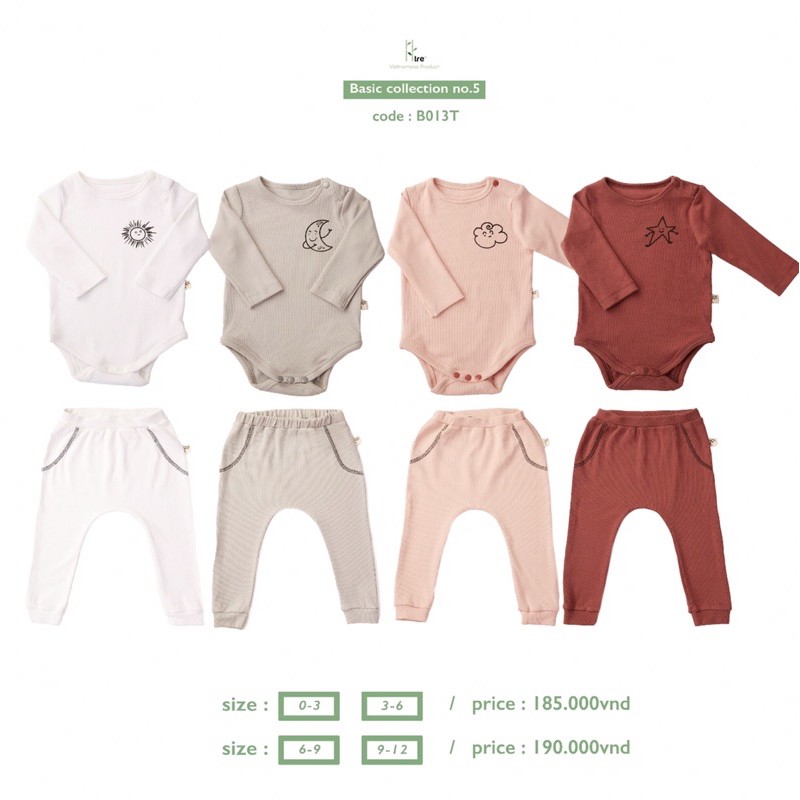 Bộ áo body và quần thun gân Tre baby collection5