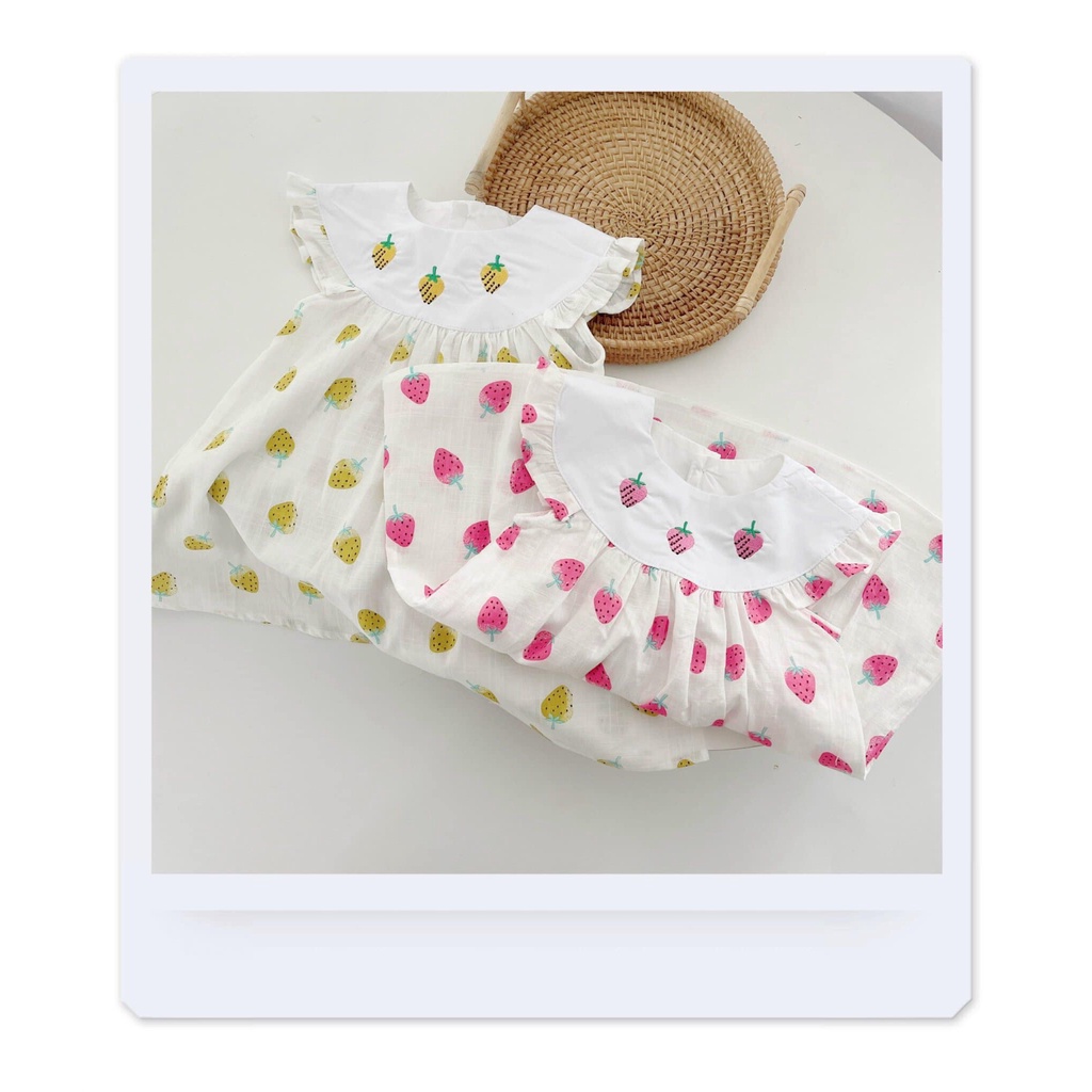 Váy dâu tây cộc tay