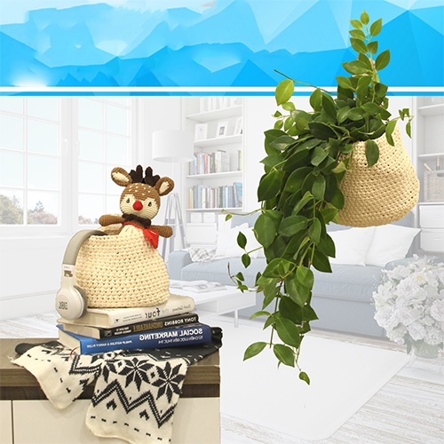 Bộ đôi túi đựng đồ treo tường đan móc thủ công