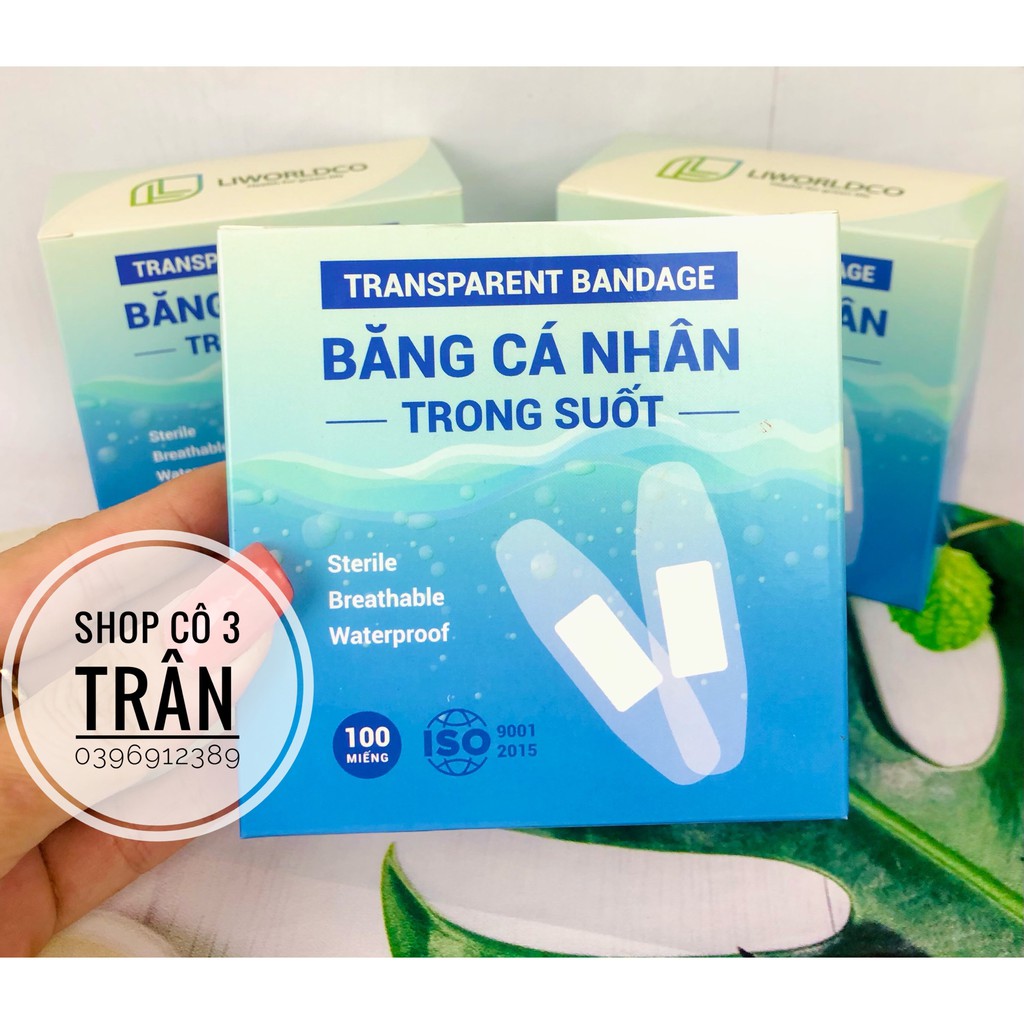 Băng cá nhân màu trong suốt Hộp 100 miếng - Băng cá nhân Trong Suốt chăm sóc vết thương hộp 100 cái