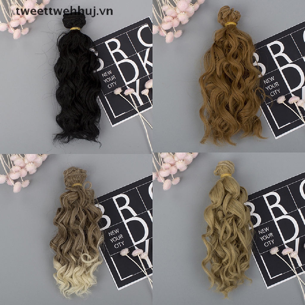 Bộ tóc giả dài 15*100cm xoăn tự làm cho búp bê