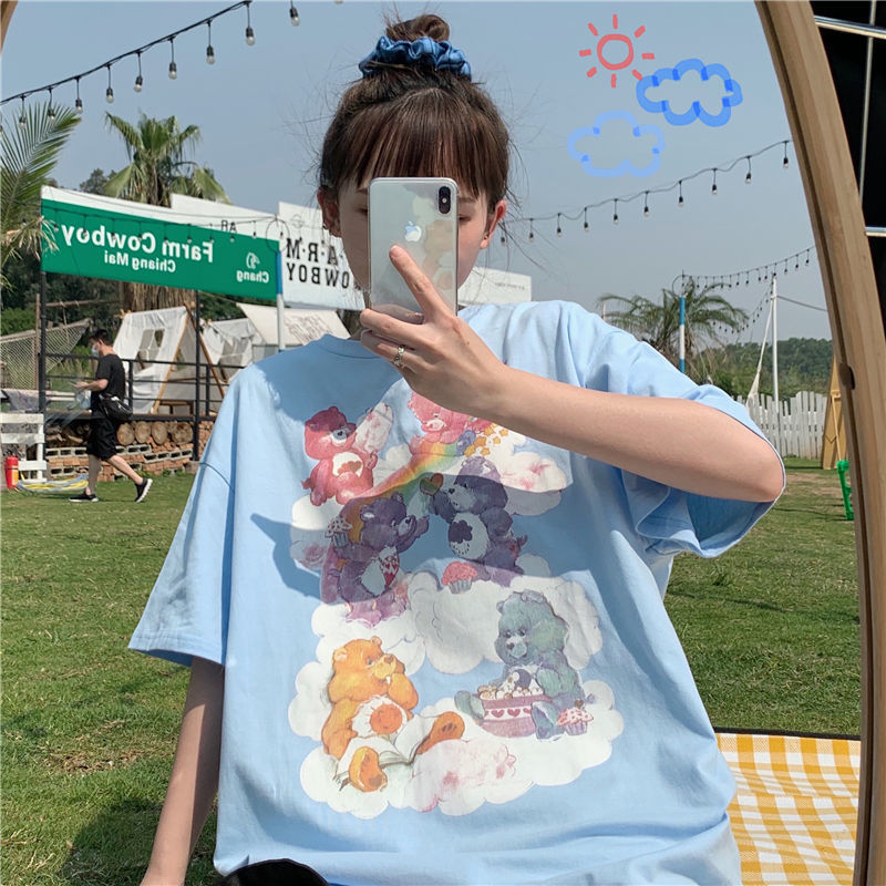 Summer new 2021 Korean loose short sleeve T-shirt for girls