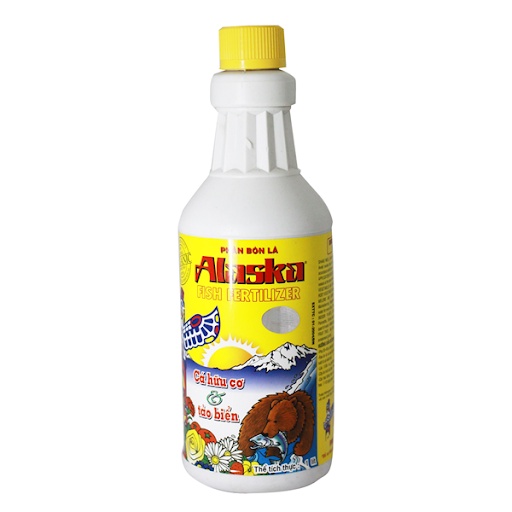 Phân bón hữu cơ đạm cá thủy phân+ tảo biển ALaska chai 1L- to và dày lá, nuôi trái, giúp đâm nhiều chồi hoa, mập chồi.