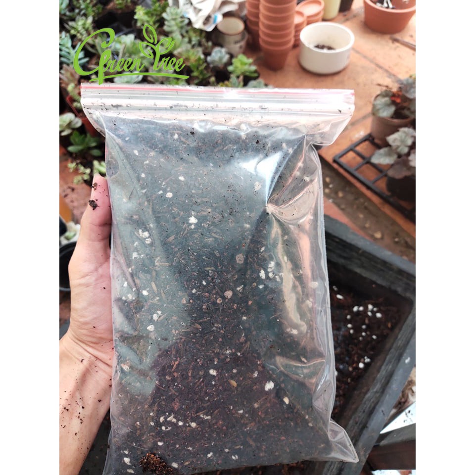 Đất trồng sen đá cao cấp(đã trộn thuốc trị rệp sáp đất và thối nhũn) túi 1kg