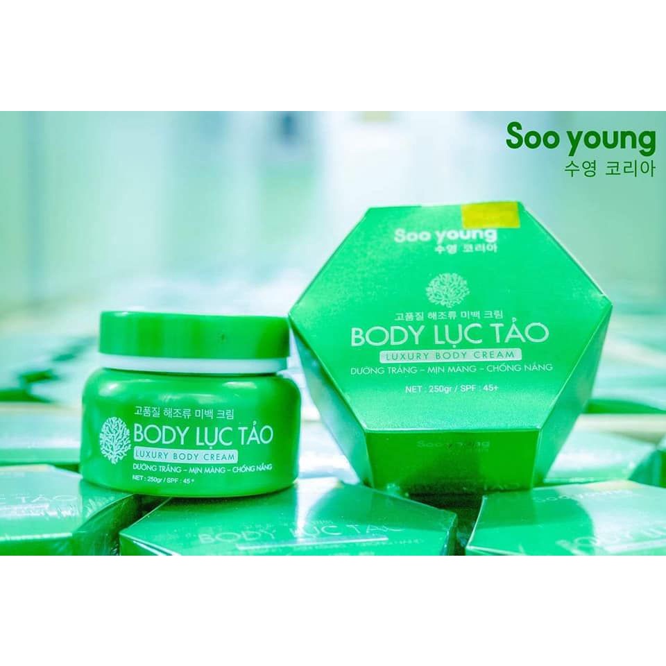 Kem Body Lục Tảo Soo Young - Body Lục Tảo Soo Young NHẬT BẢN Trắng Mịn Mềm Mướt Da 250gr
