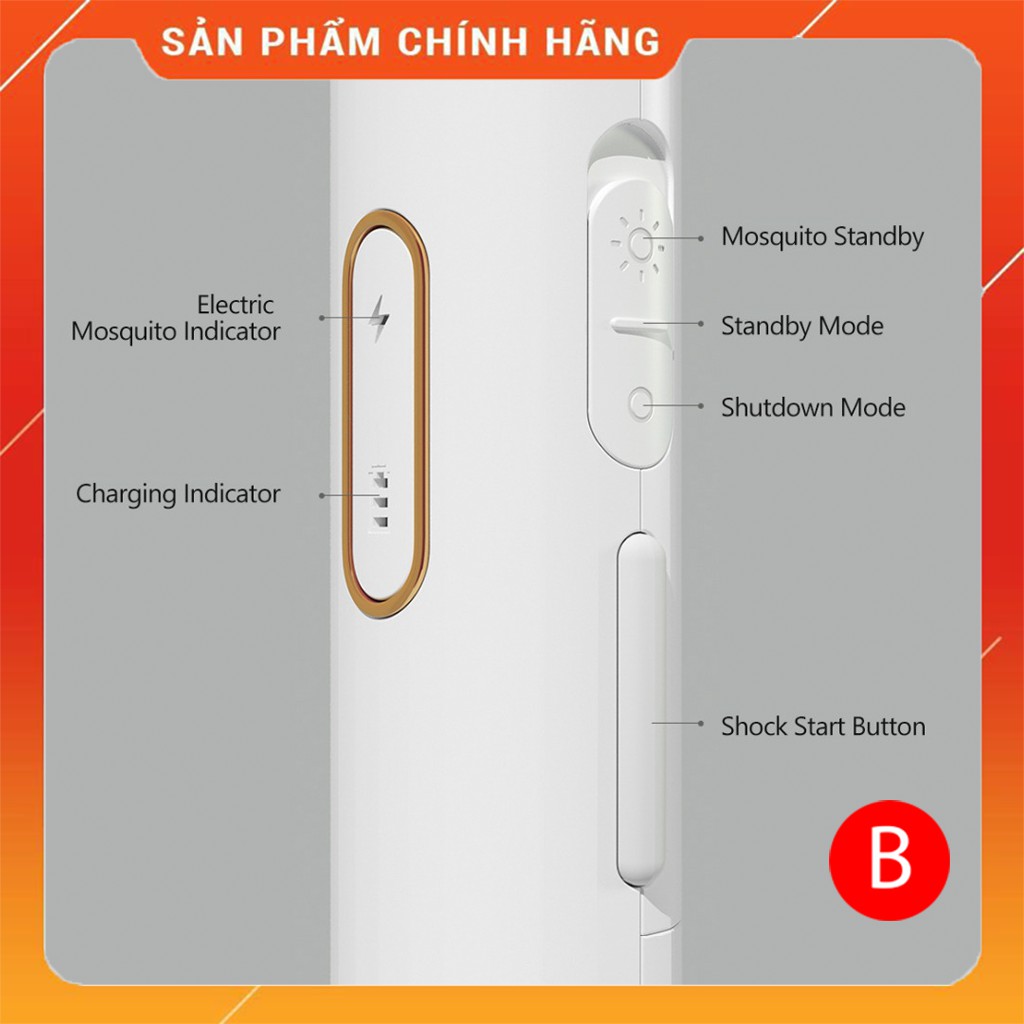Vợt bắt muỗi  Xiaomi Qualitell dung lượng pin 1200mAh ZS9001 cầm tay và treo tường