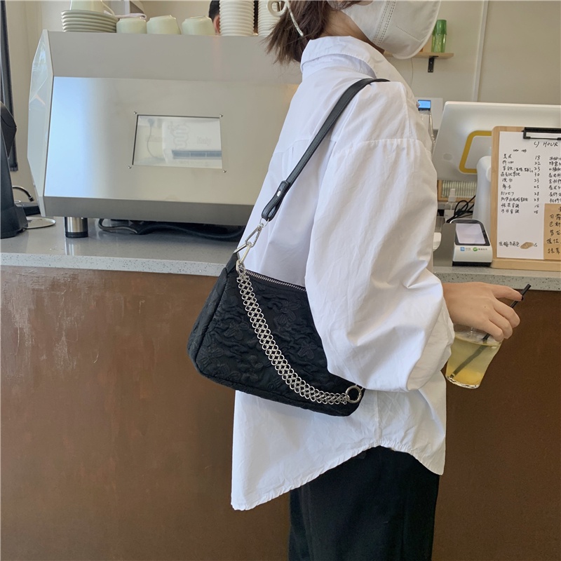 Túi đeo vai thiết kế nhỏ gọn thiết kế mới 2021 họa tiết hoa jacquard đính ngọc trai ngọt ngào cho nữ