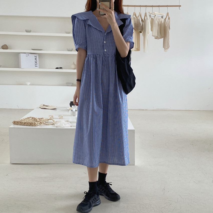 Đầm Thời Trang Tay Ngắn Họa Tiết Kẻ Sọc Thanh Lịch 41399 | BigBuy360 - bigbuy360.vn