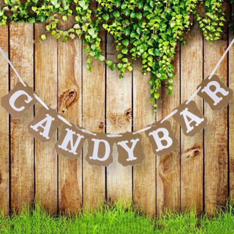 Banner giấy bìa cứng in chữ "Candy Bar" trang trí tiệc