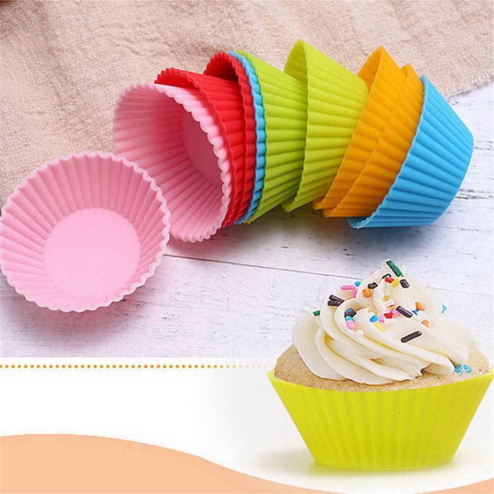 LEISURE Khuôn Làm Bánh Muffin / Cupcake Hình Tròn Màu Sắc Ngọt Ngào DIY