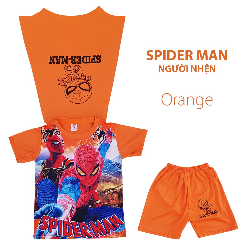 Đồ bộ Spider Man mặc nhà có tà áo siêu nhân tay ngắn quần ngắn size 18-25kg