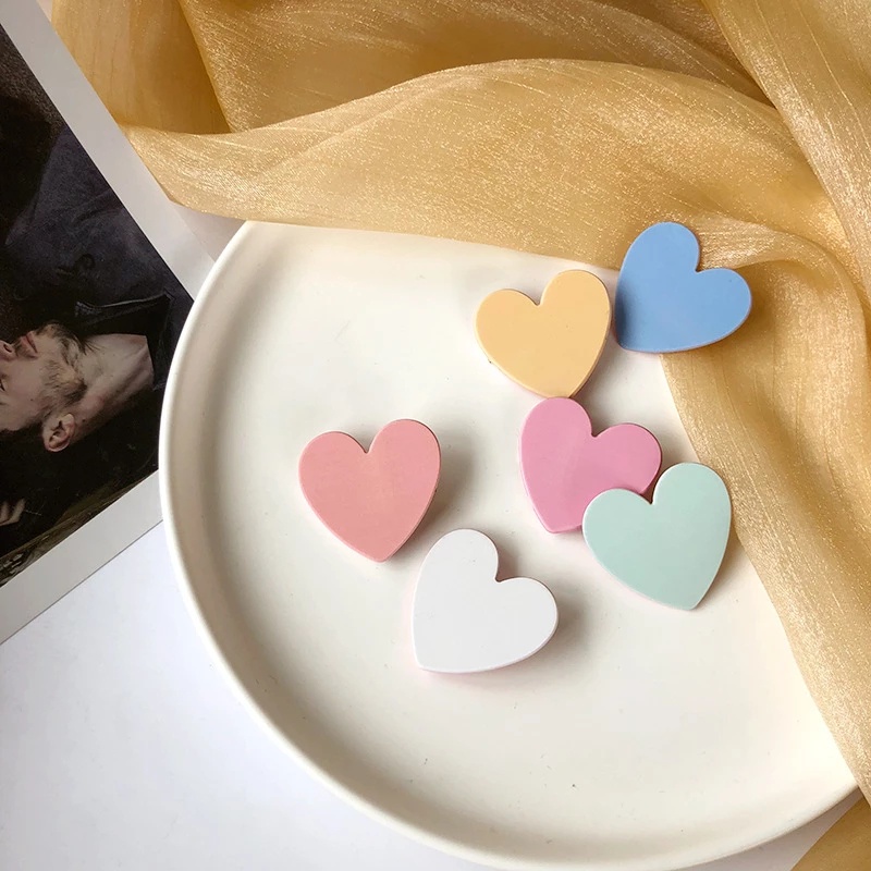 Kẹp Tóc Hình Trái Tim Màu Kẹo Phong Cách Hàn Quốc Dễ Thương Dành Cho Nữ