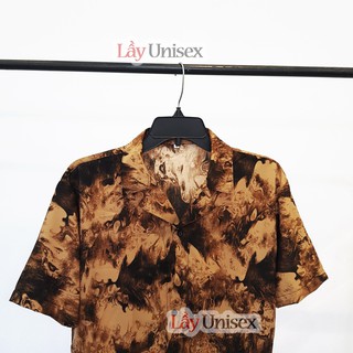 Sơ mi lụa cổ vest màu loang