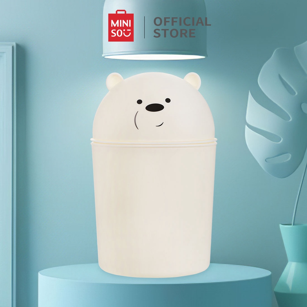 Thùng rác để bàn nhỏ gọn tiện lợi nhiều mẫu We bare bears Miniso (giao ngẫu nhiên)20cm*13cm*13cm