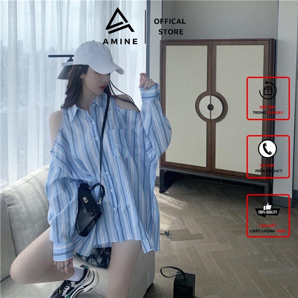 Sơ mi nữ Form rộng, Croptop nữ tay dài Hàn Quốc M113