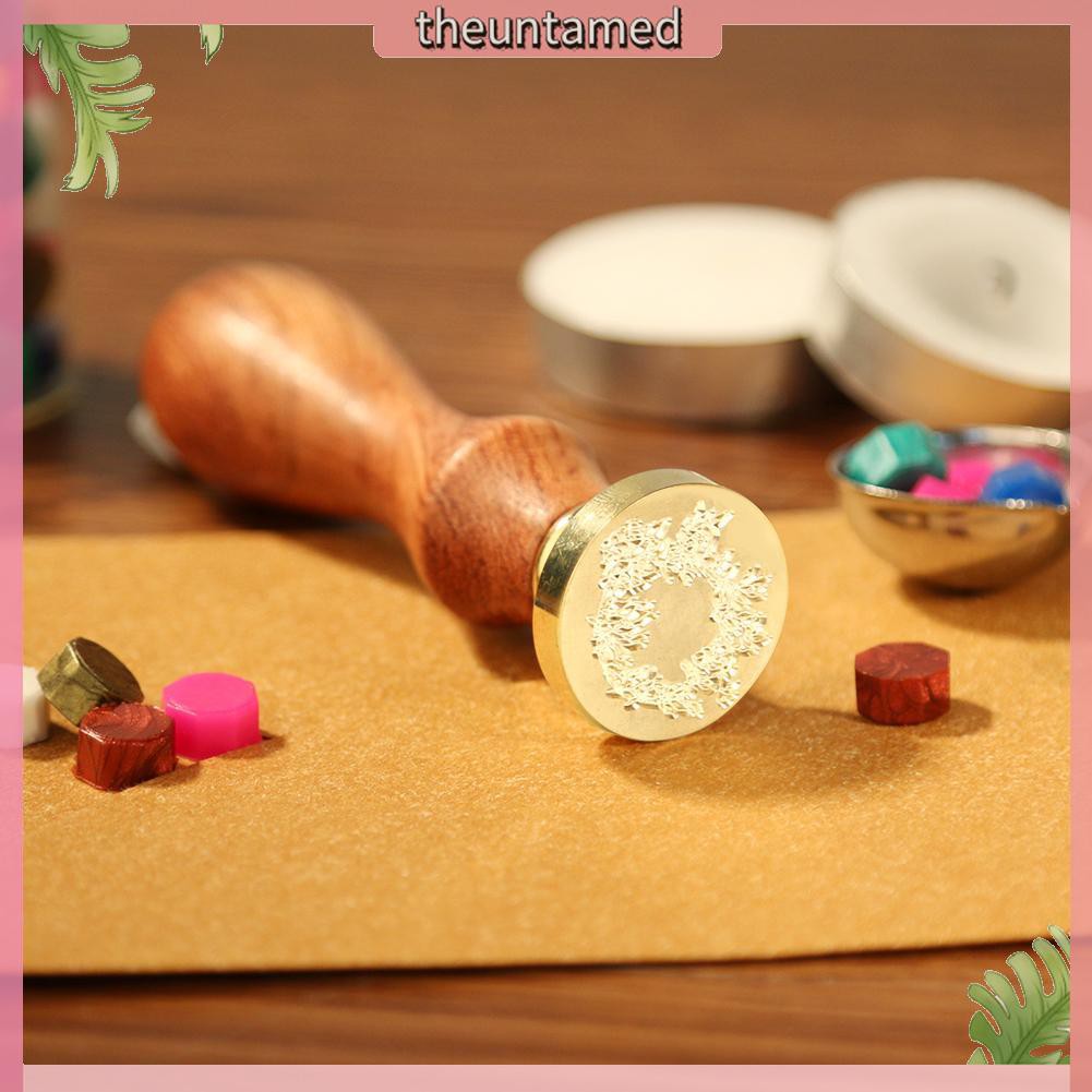 Retro Plant Pattern Sealing Wax Stamp Wooden Handle Envelope Seal Stamps