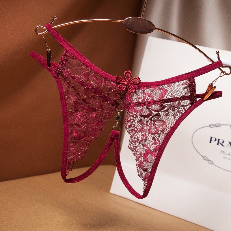 Quần Lót Nữ - Quần Lót Nữ Ren thiết kế Hở Đáy đính hoa gợi cảm sexy DAN STORE MÃ 2248