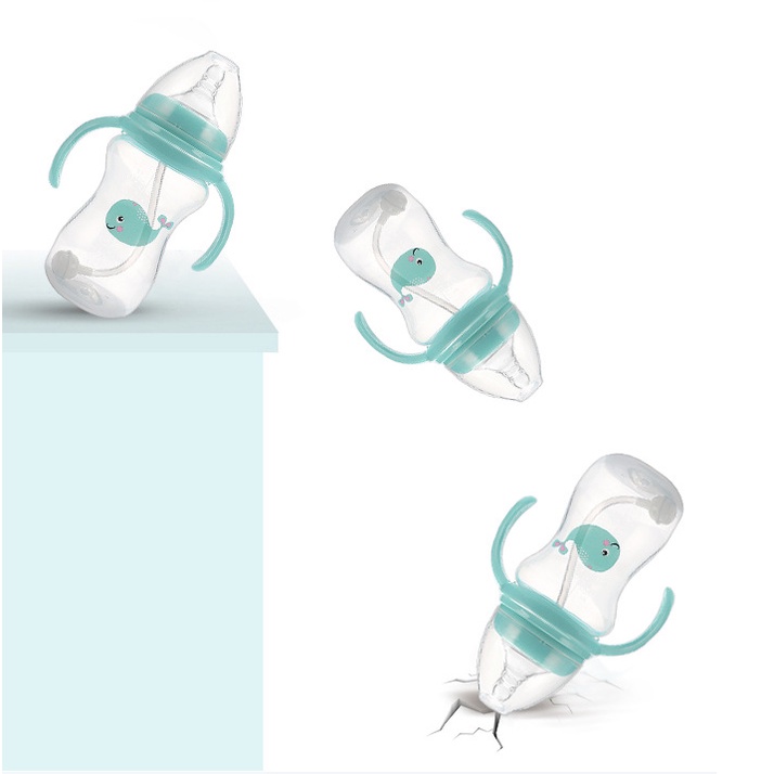Bình Sữa Cổ Rộng Dung Tích 240ML Có Tay Cầm Chống Rơi Cho Bé