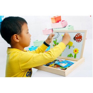 [GIÁ RẺ NHẤT] Bảng từ 2 mặt ghép tranh nam châm và bảng phấn chủ đề động vật