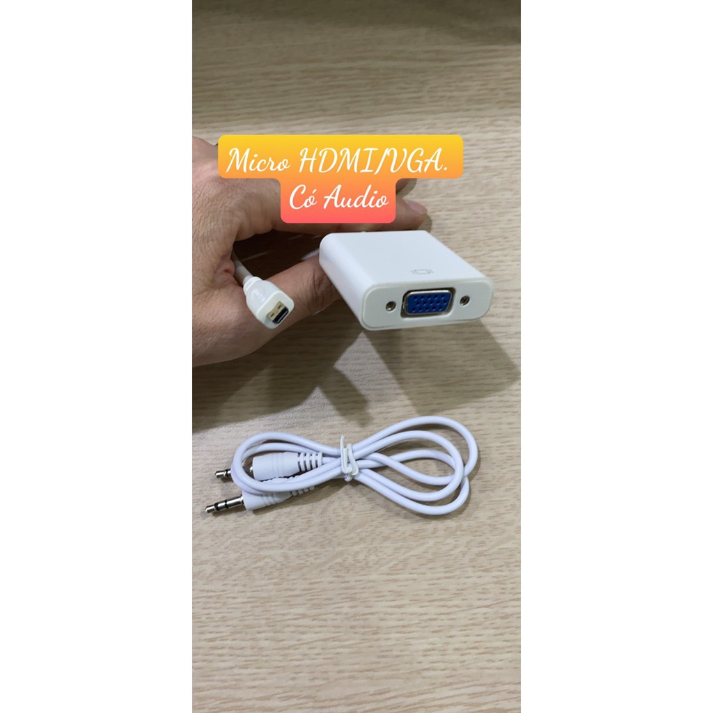 Cáp Chuyển Micro HDMI Sang VGA Có Audio - Full Box - Bảo Hành 1 Tháng