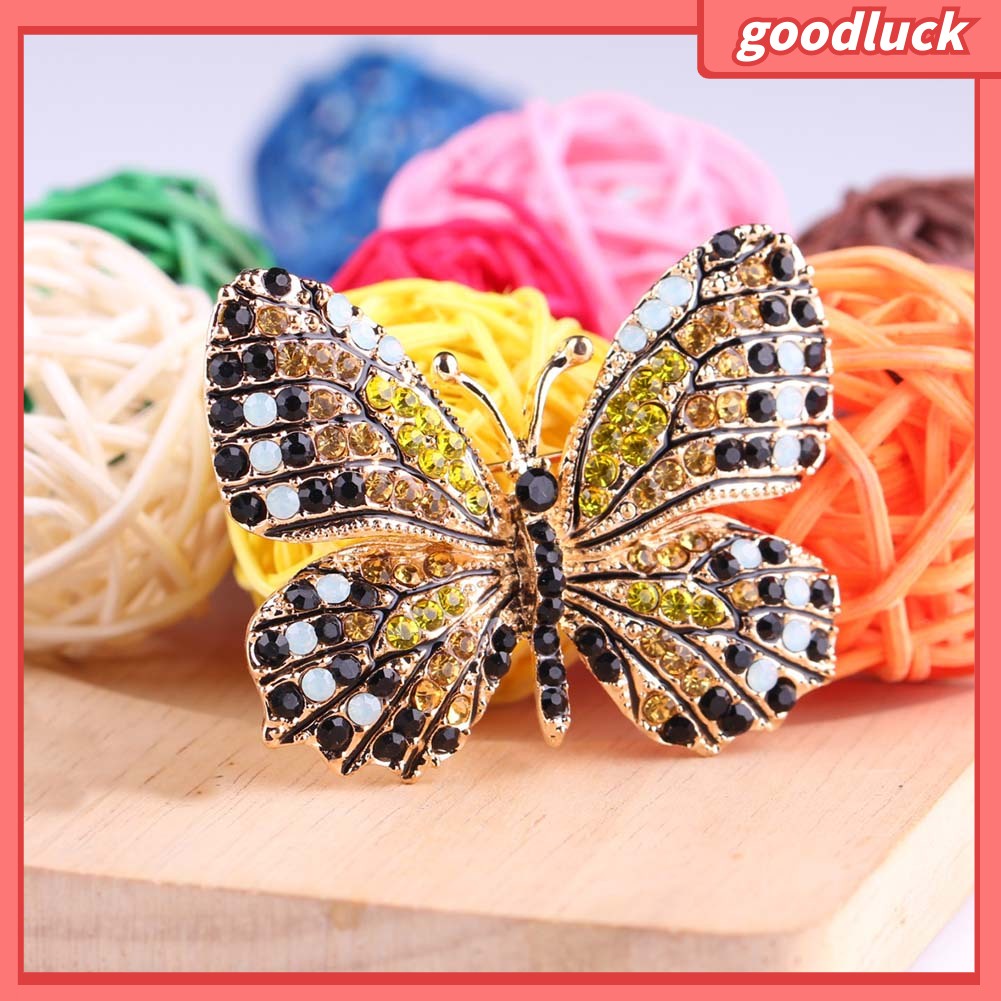 Trâm Cài Áo Hình Bướm Có Đính Đá Nhiều Màu Cho Nữ