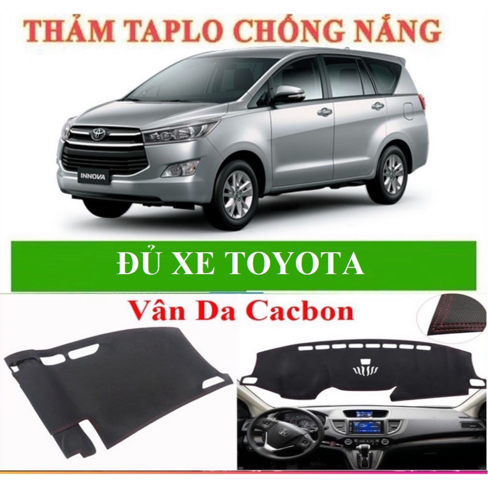 Toyota, thảm taplo da vân carbon chống nóng đủ dòng xe toyota, taplo da cac bon phukiensasa