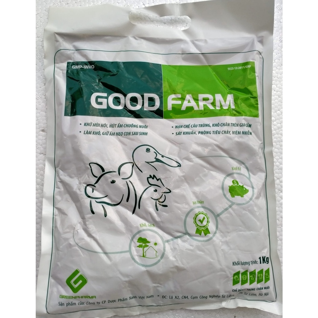 Khử mùi - Hút ẩm GOOD FARM  Men Vi sinh rắc chuồng, Men khử mùi hôi, bột giữ ấm heo, Giảm mùi ngay khi dung