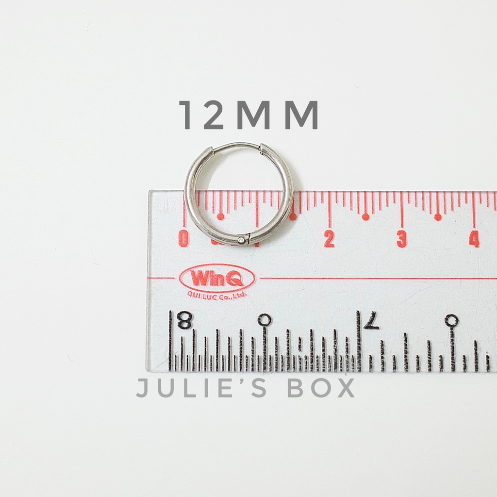 Khuyên Tai Tròn Hoop Nhiều Size Dày 1.6MM  Unisex Titanium Julies Box 66 Bông Tai Titan Nam