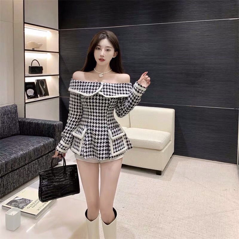 Áo dạ hở vai Quảng Châu tiểu thư