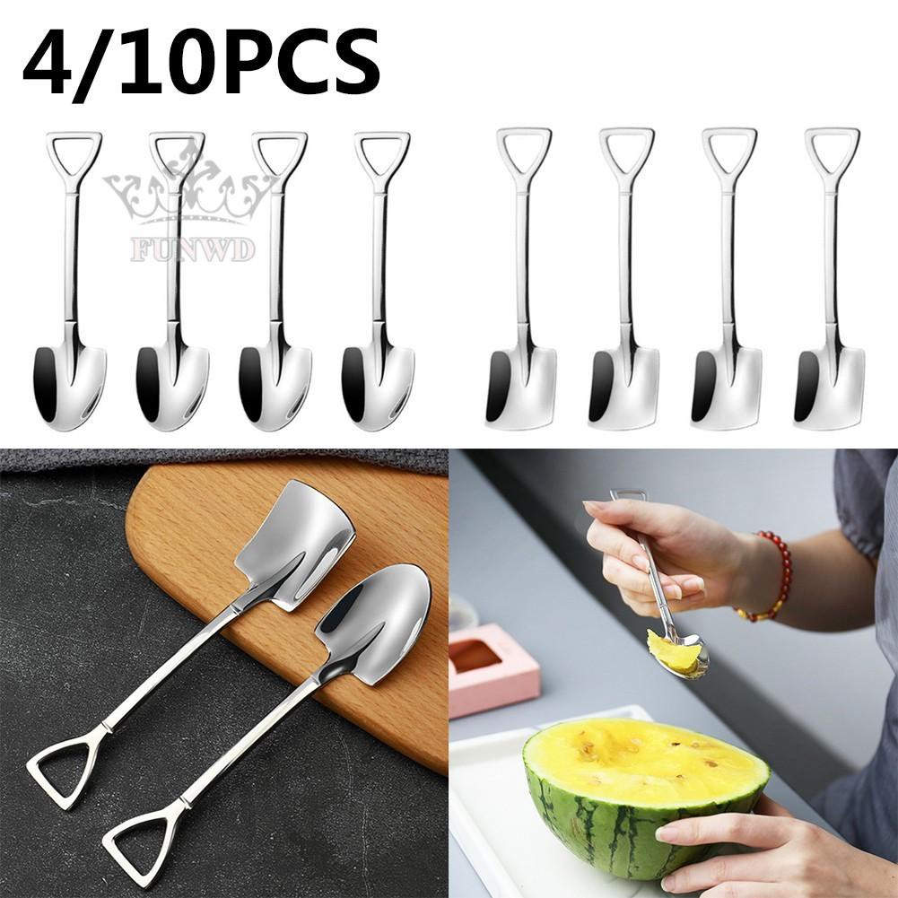 Set 4 / 10 Muỗng Ăn Tráng Miệng Bằng Thép Không Gỉ